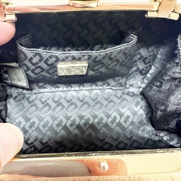 Diane Von Furstenberg Womens Metallic Gold Snakeskin Evil Eye Minaudiere Clutch - Picture 7 of 10